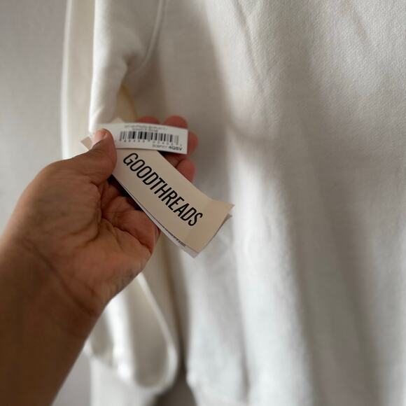 NWT Goodthreads Cream Mock Neck Sweater Ruffles Ribbed Hem Sz XS - Picture 5 of 6